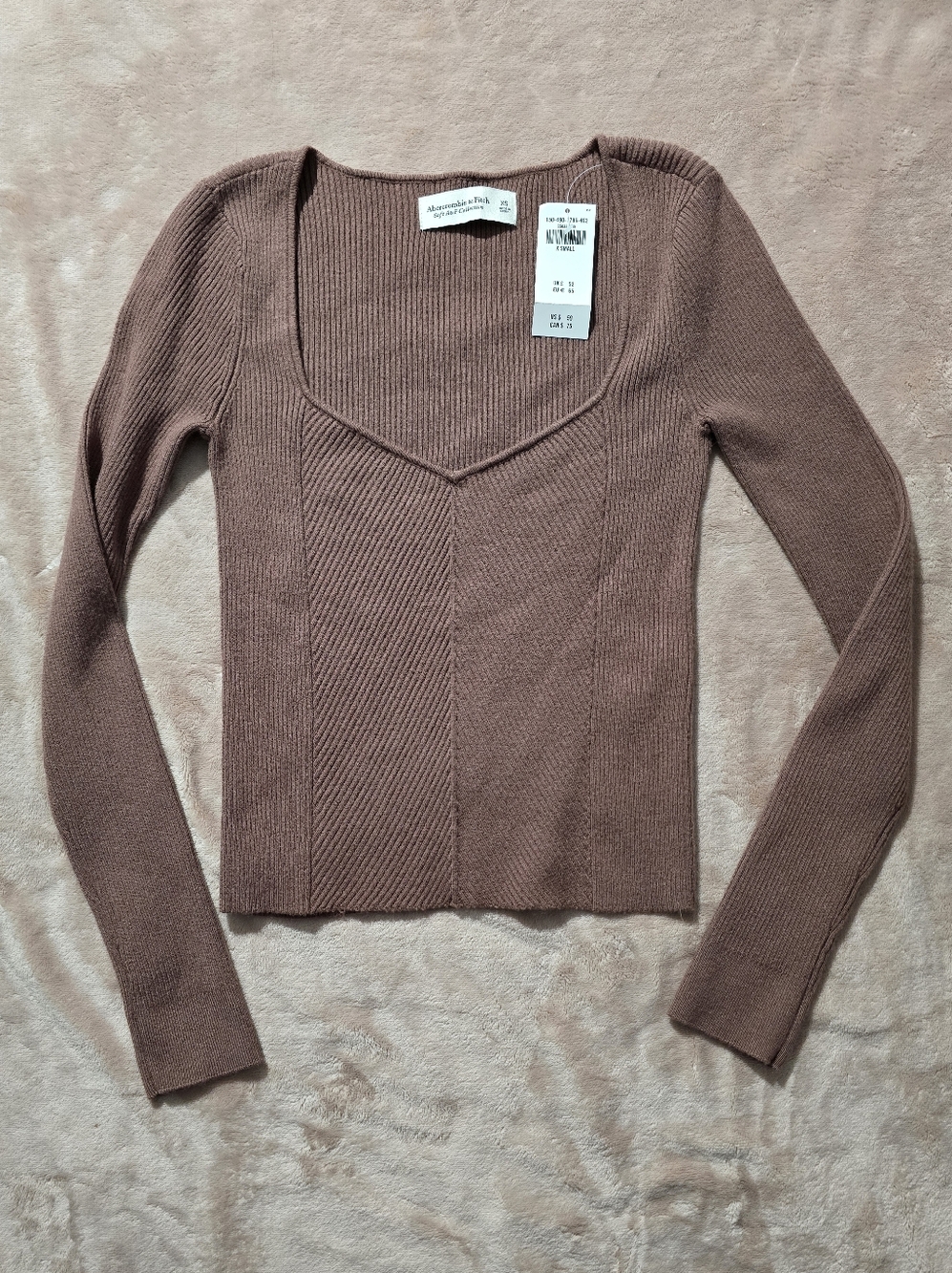 Abercrombie Stretch Super Soft Brown Ribbed Long Sleeve Sweater Size XS